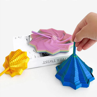 Expanded Sensory 3D Printed Fidget Star Model – Visual Illusion Hexagonal Whirling Spiral Ornaments for Stress Relief and Interactive Play