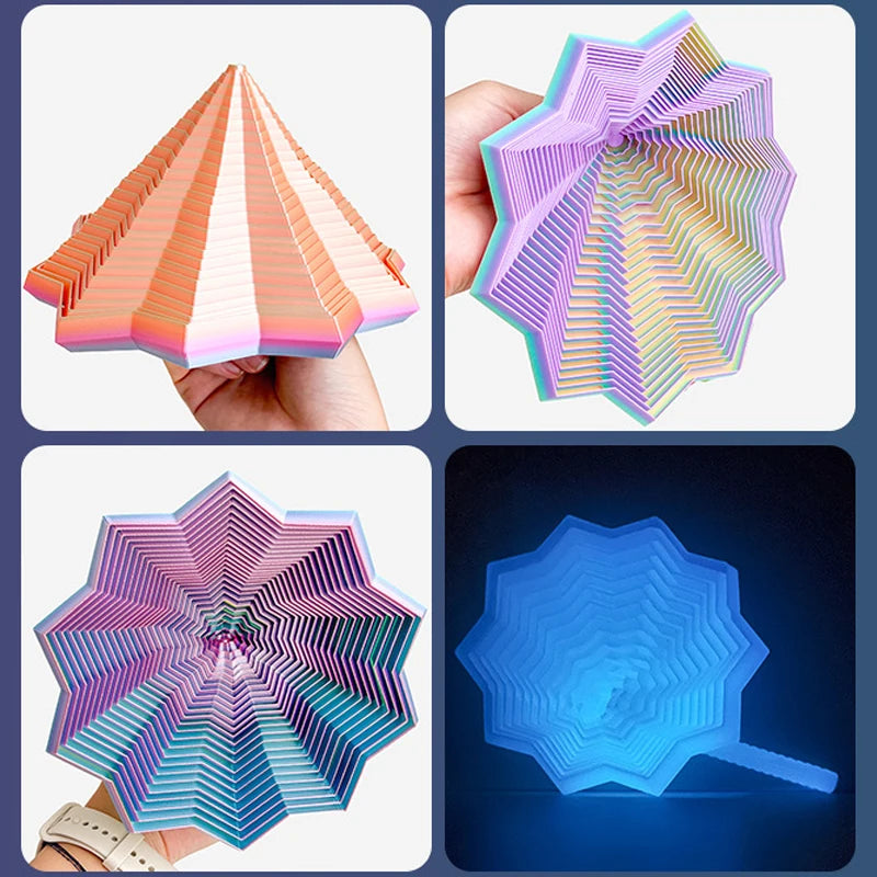 Expanded Sensory 3D Printed Fidget Star Model – Visual Illusion Hexagonal Whirling Spiral Ornaments for Stress Relief and Interactive Play